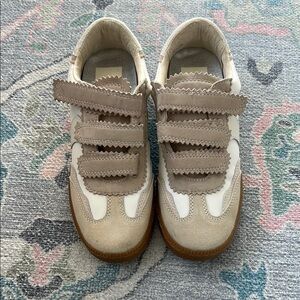 Dolce Vita Velcro Sneakers in White and Tan